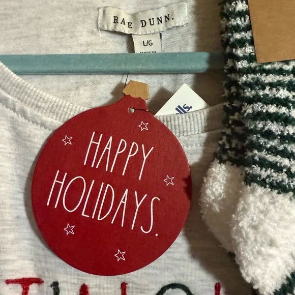Rae Dunn Jingle Bells cozy socks and sweatshirt, size Large - Picture 2 of 12